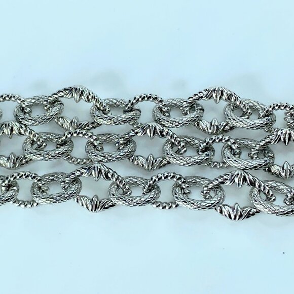 Judith Ripka Sterling Silver Triple 3 Strand Oval Link CZ Toggle bracelet JR8834 - Picture 4 of 8